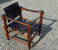 Vintage Mid Century Leather Safari Lounge ROORKEE CHAIR Retro Modern  Delivery🚚