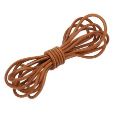 Round Leather Cord, 6mm x 5.5 Yards Full-Grain Leather String Rope, Light Brown