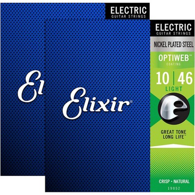 Elixir Electric Guitar Strings with OPTIWEB Coating, Light (.010.046)  2 Pack
