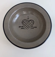 Rowe Pottery bowl vitrified stoneware lattice heart salt glazed primitive