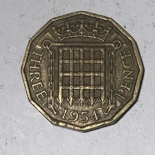 1954 Elizabeth II British Threepenny Coin 3D