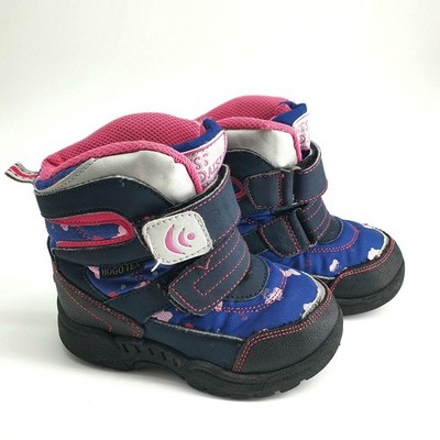 Mädchen Winterstiefel Gr. 24 Blau Pink Gefüttert Klettverschluss Boots Warm