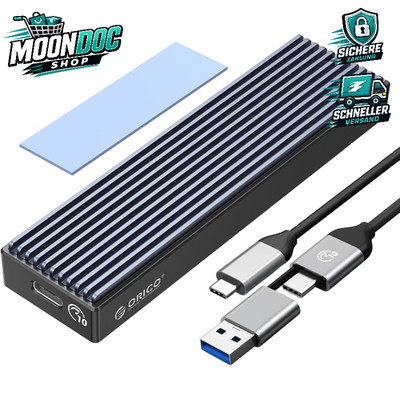 M.2 NVMe SATA SSD Gehäuse USB3.2 Gen2 10Gbps für 2230-2280 bis 4TB Adapter