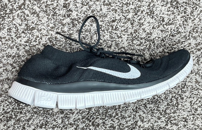 Nike Free Flyknit 5.0 Running Shoes Black White Mens 10.5us B Rare 615805 010