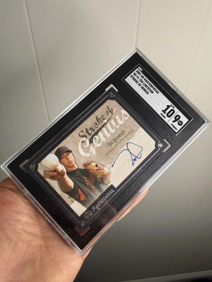 UD Masterpieces Stroke of Genius 2007 Tim Lincecum #SG-TL RC SGC 9 10 automático Foto 2 de 3