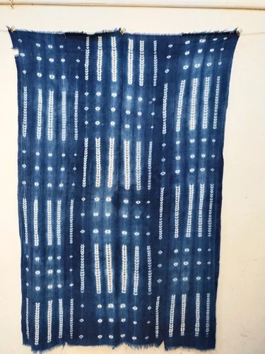 Vintage Mali Indigo Mud cloth –Hand-Dyed African Textile Fabric Blanket A32