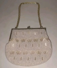 Magid White Beaded Purse Clutch Great For Flapper Concept