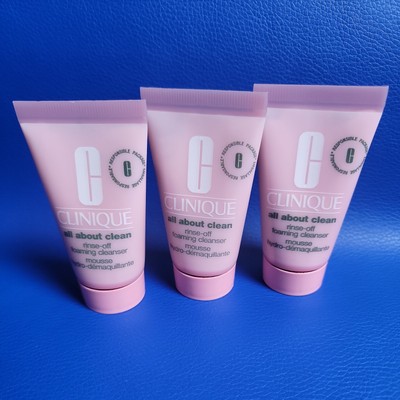 3x Clinique All About Clean Rinse-Off Foaming Cleanser Mousse (3X 1.0 oz)