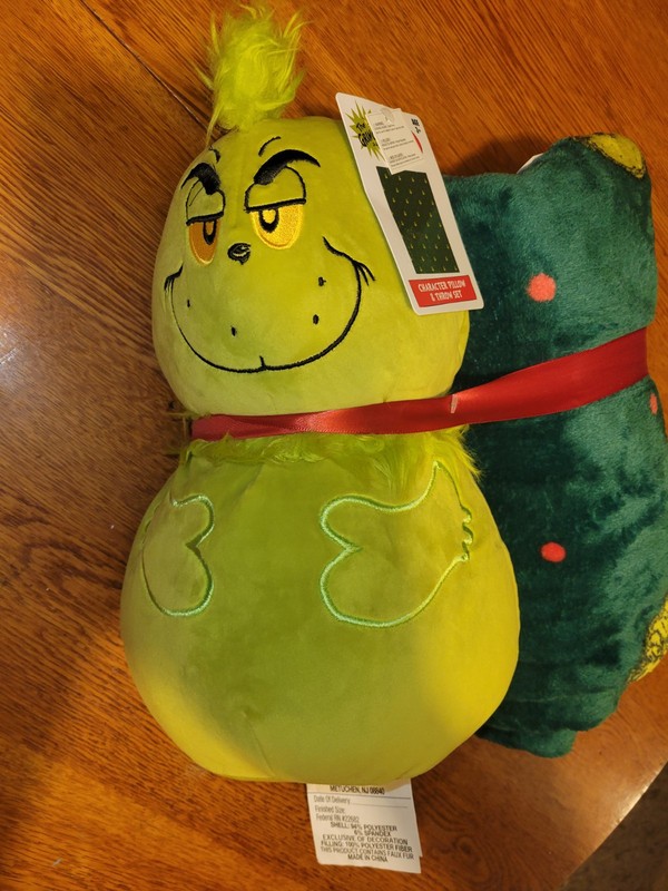 New w/Tags Dr Seuss Grinch Plush & Throw Blanket 48" x 58" Christmas Gift Set