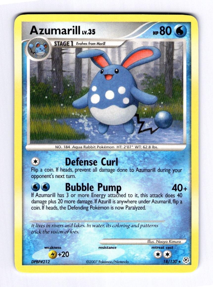 Azumarill Diamond and Pearl #18 (2007) Rare NM Pokemon