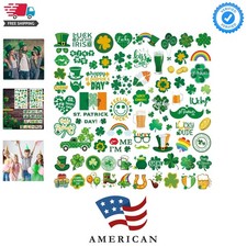 23 Sheets Large Glitter St. Patrick's Day Tattoos Accessories, 100 Pcs Lucky...