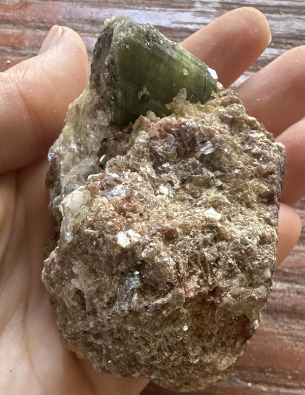 Green Tourmaline Mineral Specimen on Matrix Brazil 224g