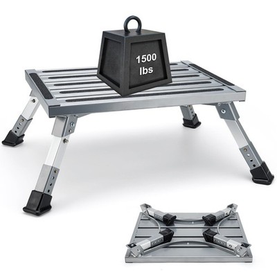 Extra Large RV Step Stool, 19'' x 14.5'' RV Step, Aluminum RV Step 4-Level Heig...