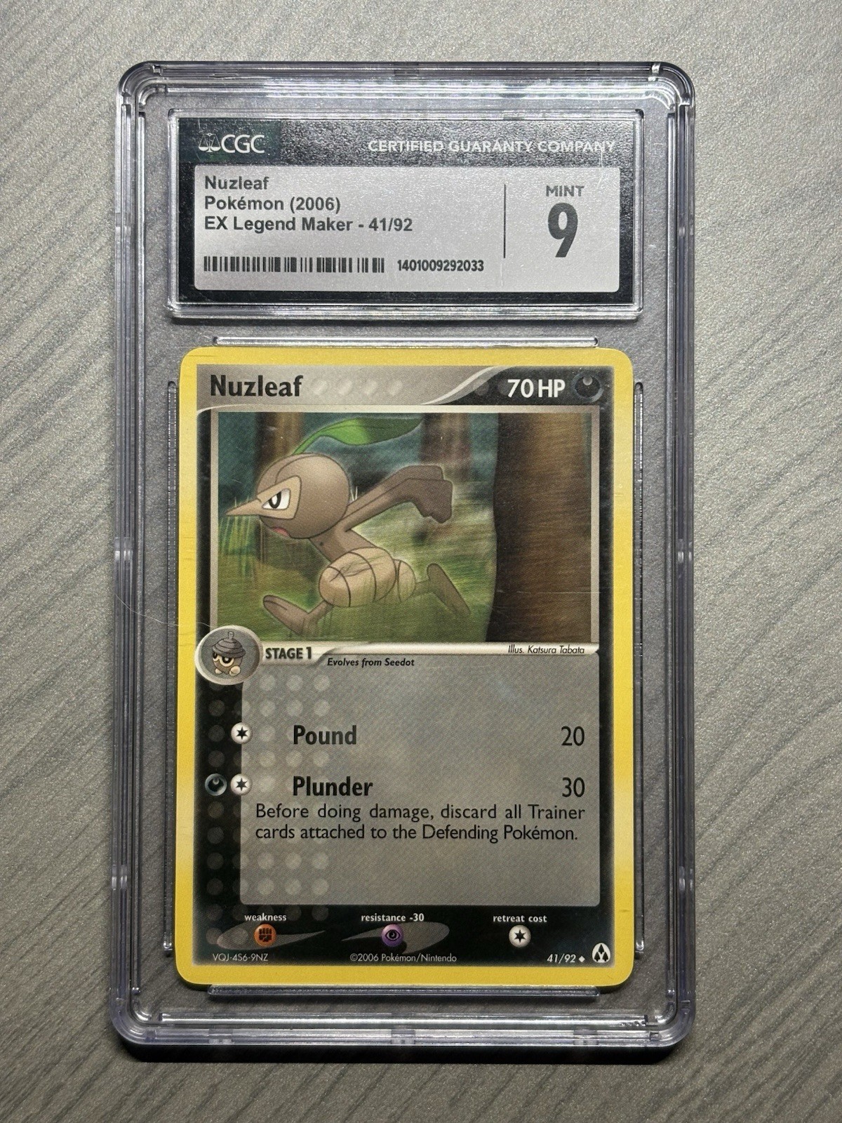 2006 Pokemon Game Nuzleaf EX Legend Maker #41/92 CGC 9 Mint