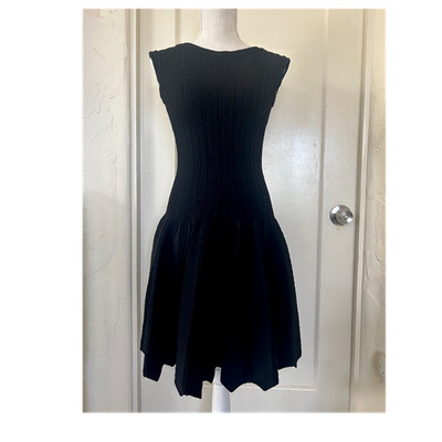 Alaia Black Knit Fit & Flare Sleeveless Dress Size 36 Viscose Blend Zip