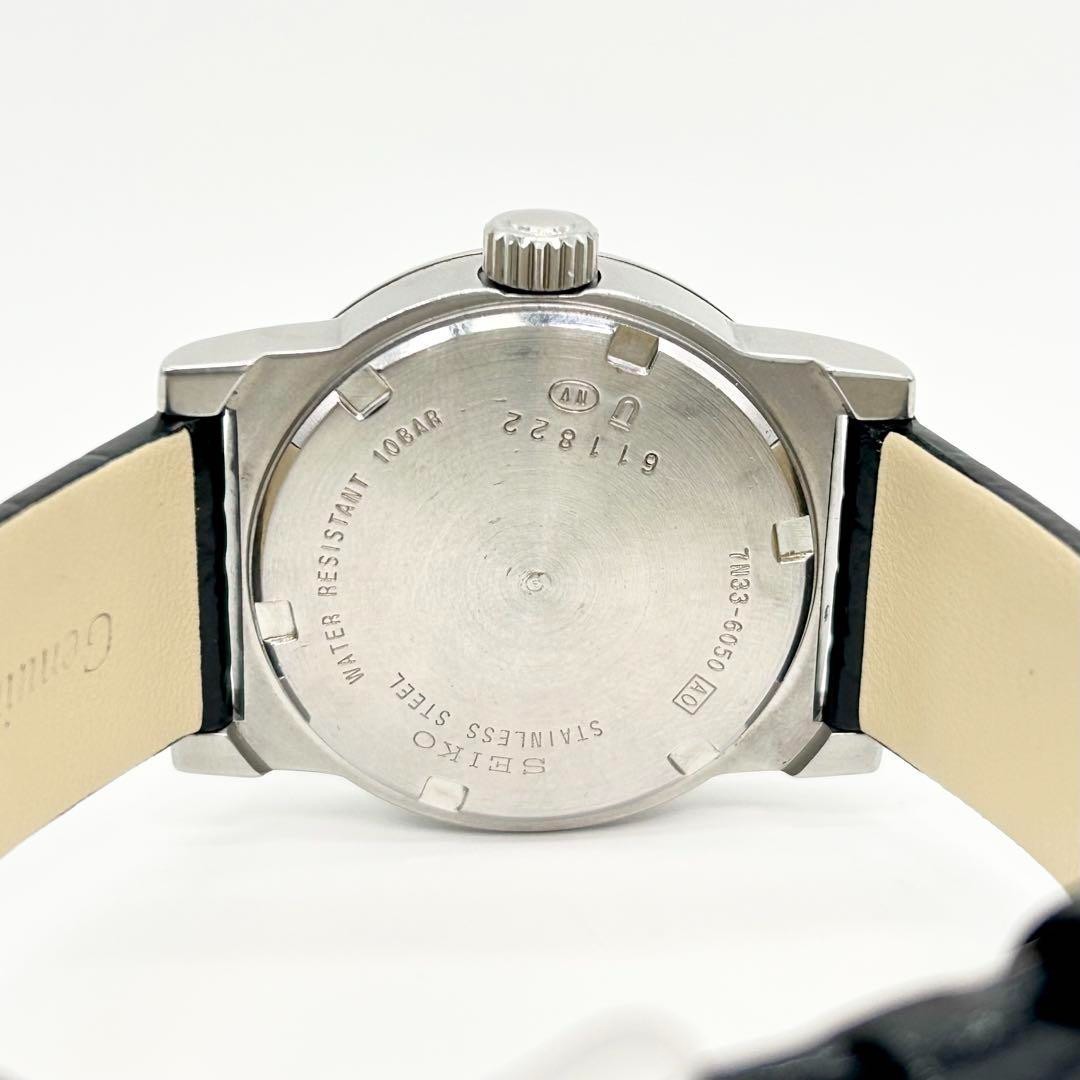 Seiko SUS 7N33 6050 Quartz Watch 35mm Gray Dial Stainless Steel