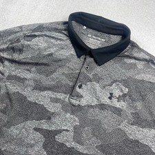 Under Armour The Playoff Polo Shirt Mens 2XL Gray Camo Golf Performance Stretch