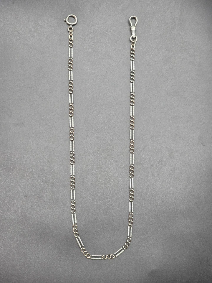 Antiguo reloj bolsillo alemán Art Deco 800 plata Niello chapado en oro cadena/c1920s Foto 2 de 4