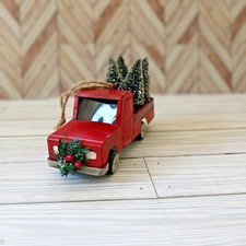 Red Christmas Truck with Trees Ornament Christmas Decor