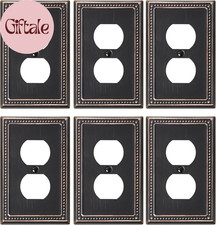 6-Pack Duplex Outlet Cover Plate, Aged Bronze Metal Wall Plates for Electrical O
