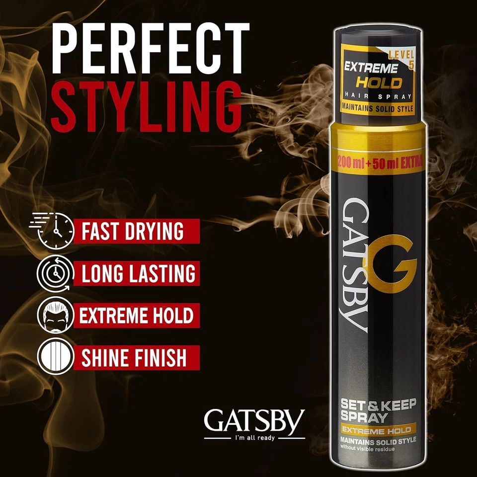 Gatsby Set And Keep Extreme Hold Hair Spray For Hair 250ml - Image 4 of 4