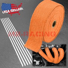Orange Exhaust Pipe Insulation Thermal Heat Wrap 2 X 50 Motorcycle Header