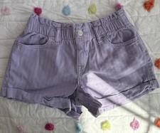 Cat  Jack Shorts Girls Youth Large 10/12 Denim Jean High Rise Paperbag Purple