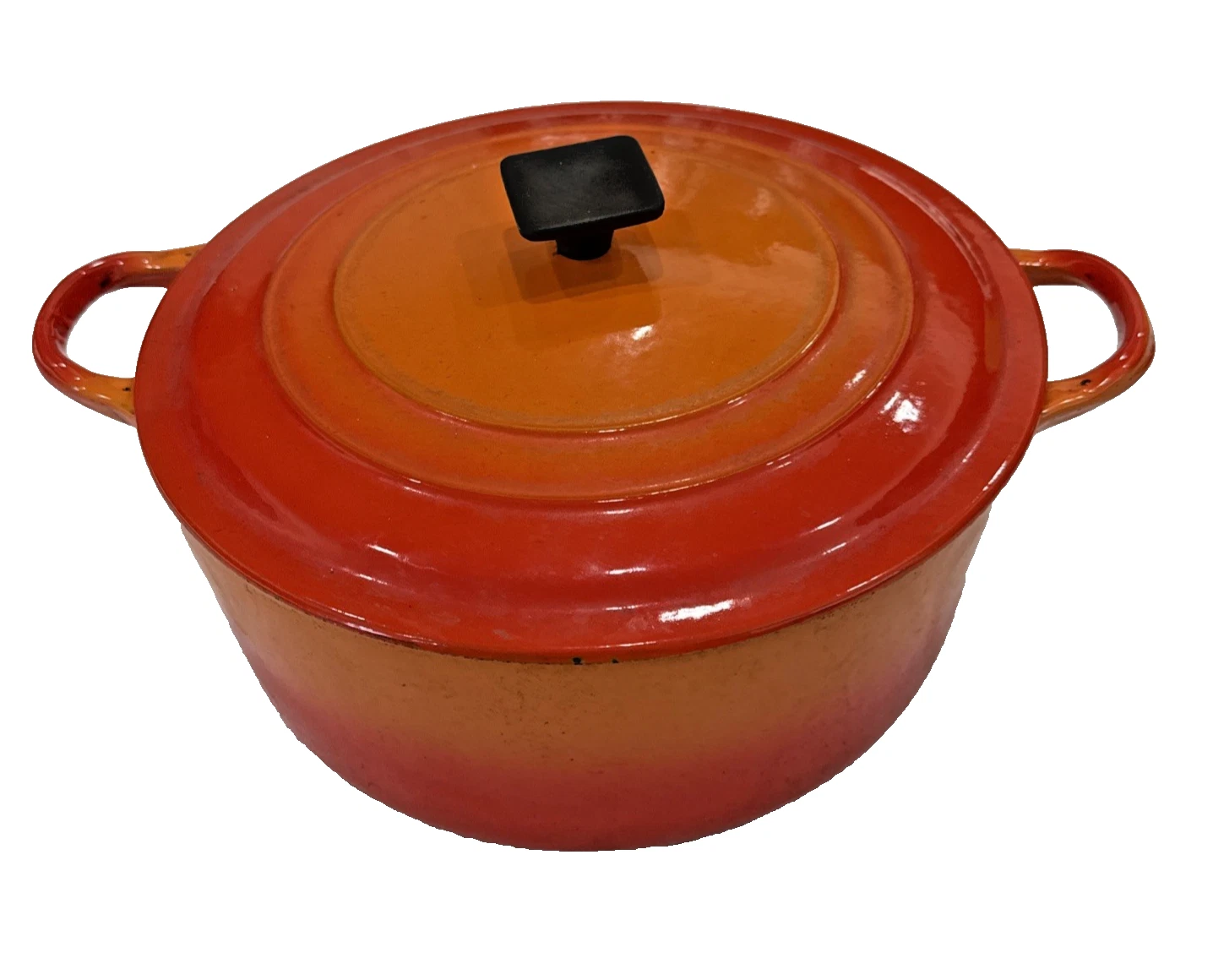 Le Creuset Orange / Red Flame E Cast Iron Enamelware Dutch Oven with Lid