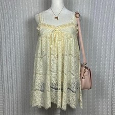 Coquette Lace Cream Babydoll Cami Dress Japan Import Size XS S