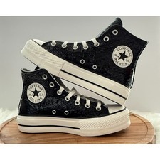 Converse Chuck Taylor Lift Platform Crinkled Leather Women's 7 Black A13384C