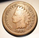 1864 L INDIAN HEAD CENT  - POINTED BUST - G + GOOD +