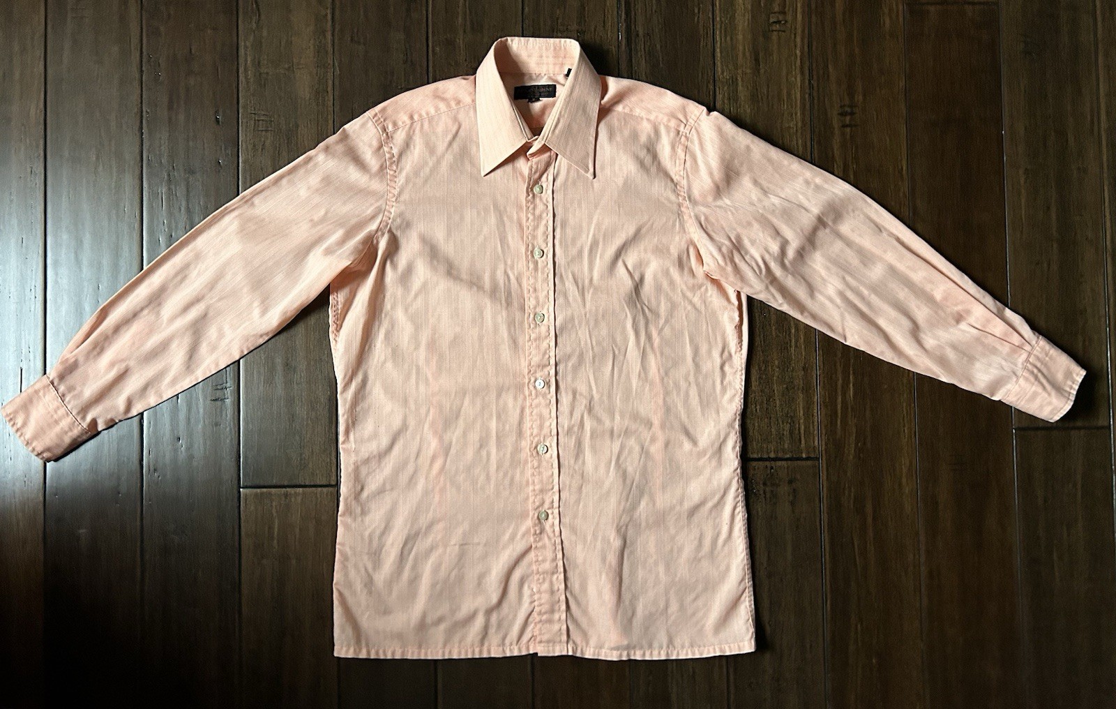 Camicia elegante rosa gessato vintage Yves Saint Laurent uomo taglia 16 32 33