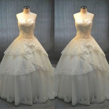 Gorgeous Wedding Dresses Sweetheart Ruffles A Line Lace Bridal Gowns Sweep Train