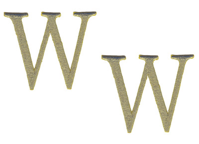 2 Gold Wire Letter W Iron On Patches 2.25'' Monogram Applique Pair