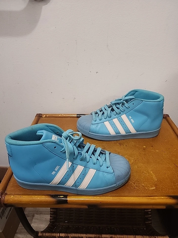 Adidas Pro Model Men's 7 Baby Blue and White Shell Toe La Marque Aux 3 bandes - Image 2 of 4