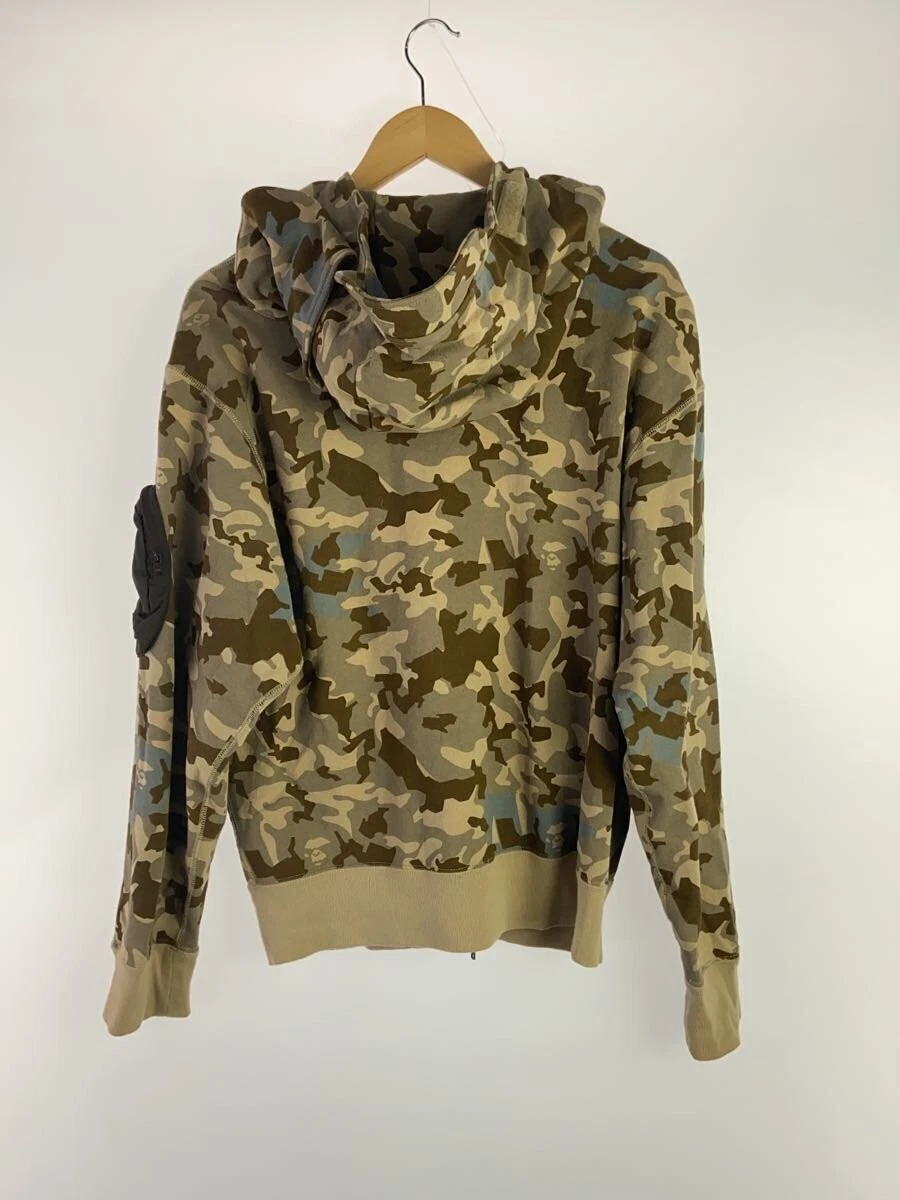 A BATHING APE (BAPE) Felpa con cappuccio e zip mimetica BAPE A Bathing Ape M cotone cammello #ED AZA