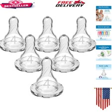 6-Pack Dr. Brown's Fast Flow Baby Nipples - Anti-Colic  9m Suitable
