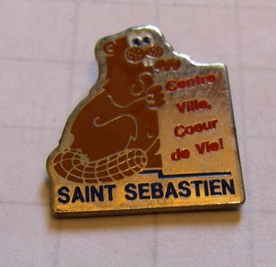 PIN'S SAINT SEBASTIEN STADT HERZ DES LEBENS BIBER BEAVER Vintage Pin