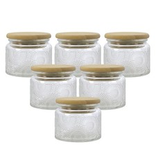 4 oz Decorative Mini Glass Jars with Bamboo Lids 6 pack, Clear Clear - 6pc