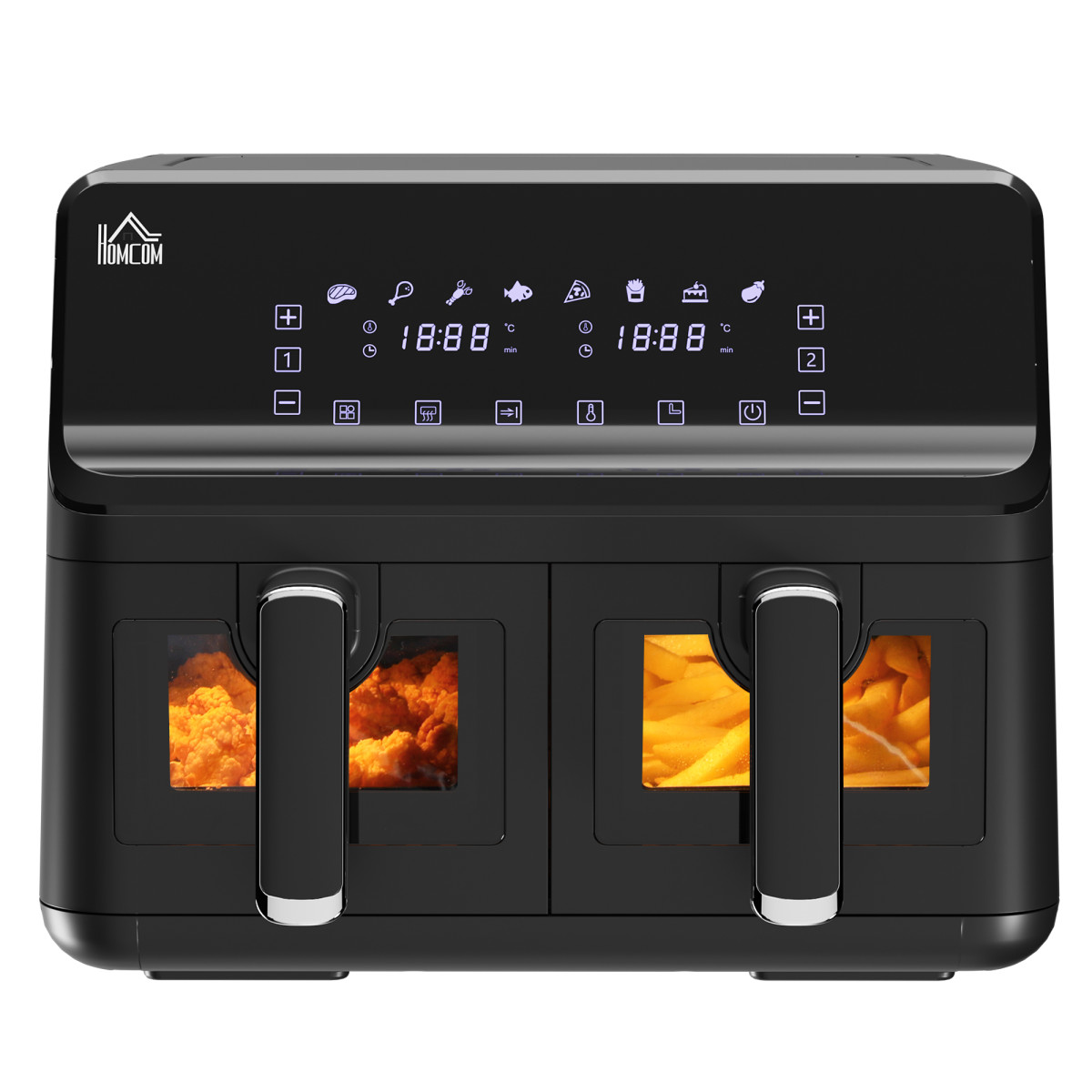 Bobobiy Black 8L Dual Basket Air Fryer, 8-In-1 Air Fryer Oven With Digital Display, Visible, Timer, Preheat For Oil Free Low Fat Cooking, 2500W, Sync Finish, Sliver - Image 2