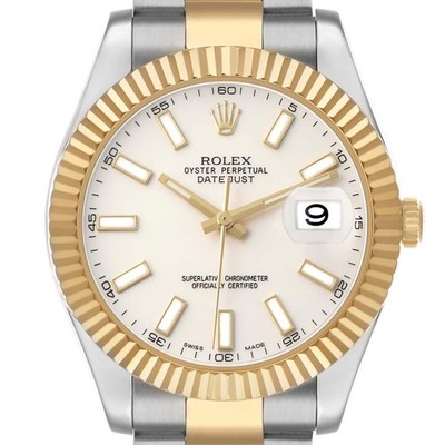 Rolex Datejust II 41 Silver Dial Steel Yellow Gold Mens Watch 116333 Card