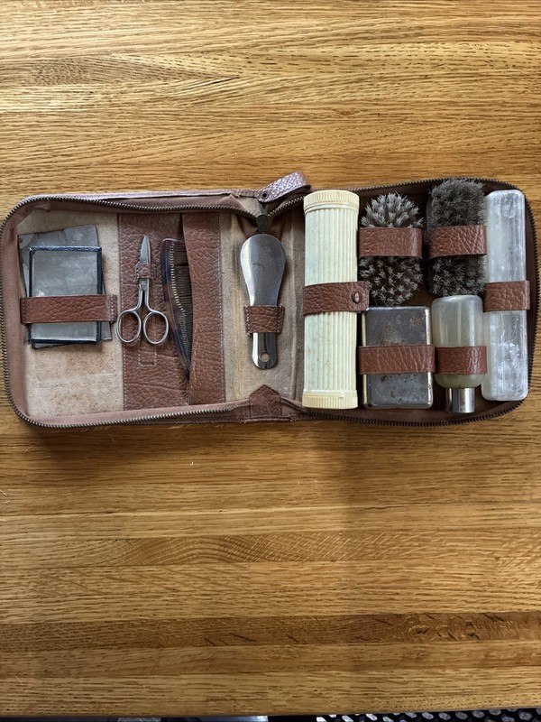 EMIR Shaving Set Antique Kit Leather Germany Brush Razor
