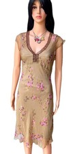 Betsey Johnson Floral Silk Dress NWT Beige Midi W Lining Gorgeous VTG 1990 s Y2K