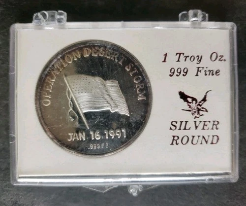 1oz Silver Operation Desert Storm Round in a Plastic Holder