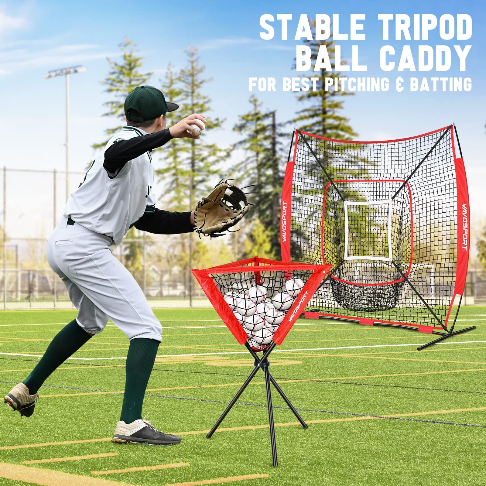 7x7' Baseball Net Set - Portable Softball & Baseball Net for Batting and Pitc...