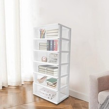 6 Tiers Mobile Book File Trolley Organizer Utility Cart Rolling Storage Cart