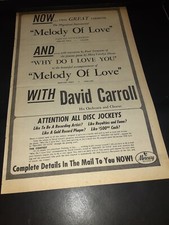 David Carroll Melody Of Love Rare Original Promo Poster Ad Framed! #2