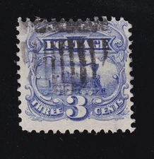 US 114 3c Locomotive Used Fine w/ Fancy Shield Cancel SCV $220 (BB3)