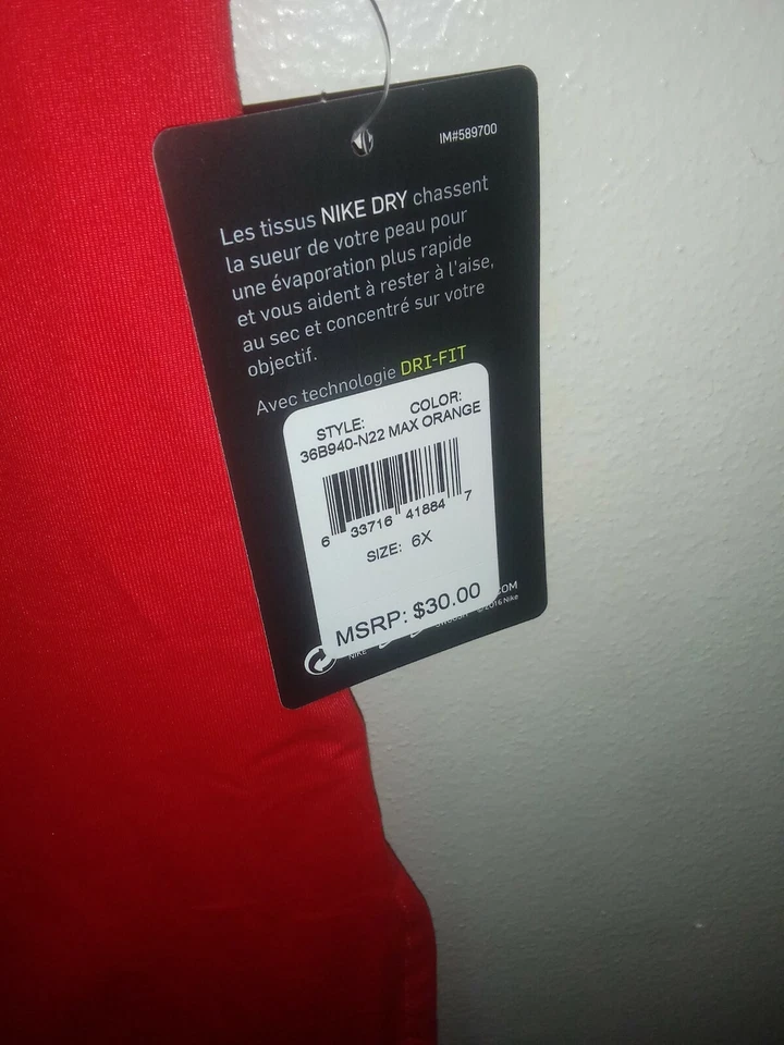 NIKE Dri-Fit Sleeveless Shirt  Orange/polka dots - Girl Size 6X  (6-7 Yrs) - NEW - Image 4 of 4