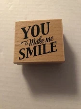 Look Nice Studio G You Make Me Smile Wood Rubber Stamp New Quote Phrase Words